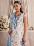 White and Blue Mahnur Afsana Lawn'26 Embroidered Unstitched 3-Piece Suit-AL-10