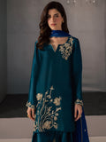 Blue Allure By IH Full Circle Tussel Silk Embroidered Stitched 3-Piece Suit-Flow