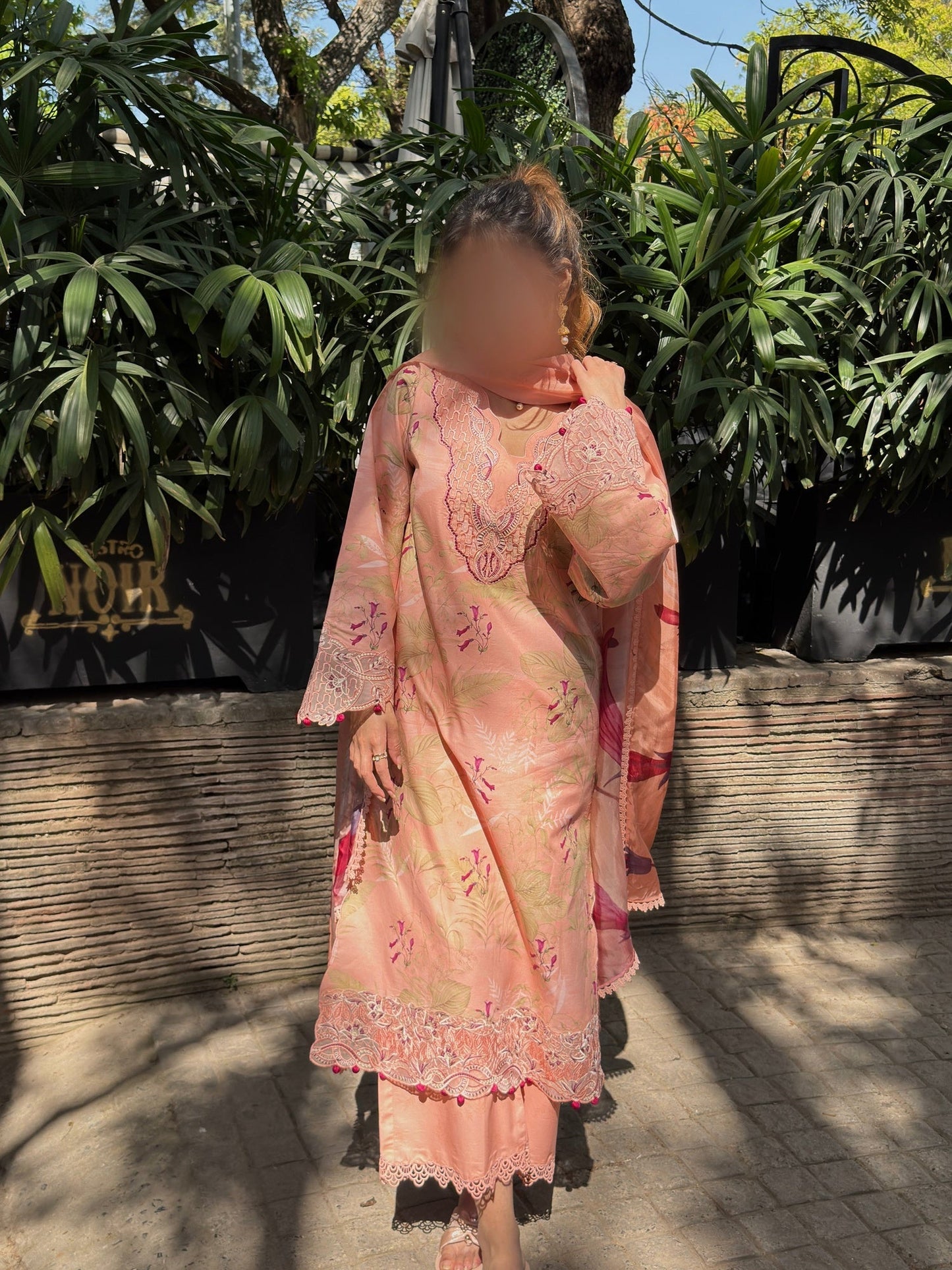 Peach Sehrish Kanwal Festive Print'26 Lawn Embroidered Stitched 3-Piece Suit-Crown