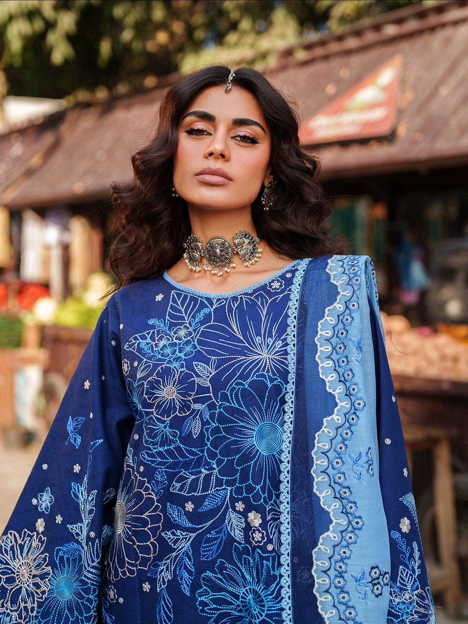 Blue Binilyas Suroor Lawn'26 Embroidered Unstitched 3-Piece Suit-244-B