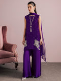 Purple Allure By IH Full Circle Tussel Silk Embellished Stitched 3-Piece Suit-Luxe