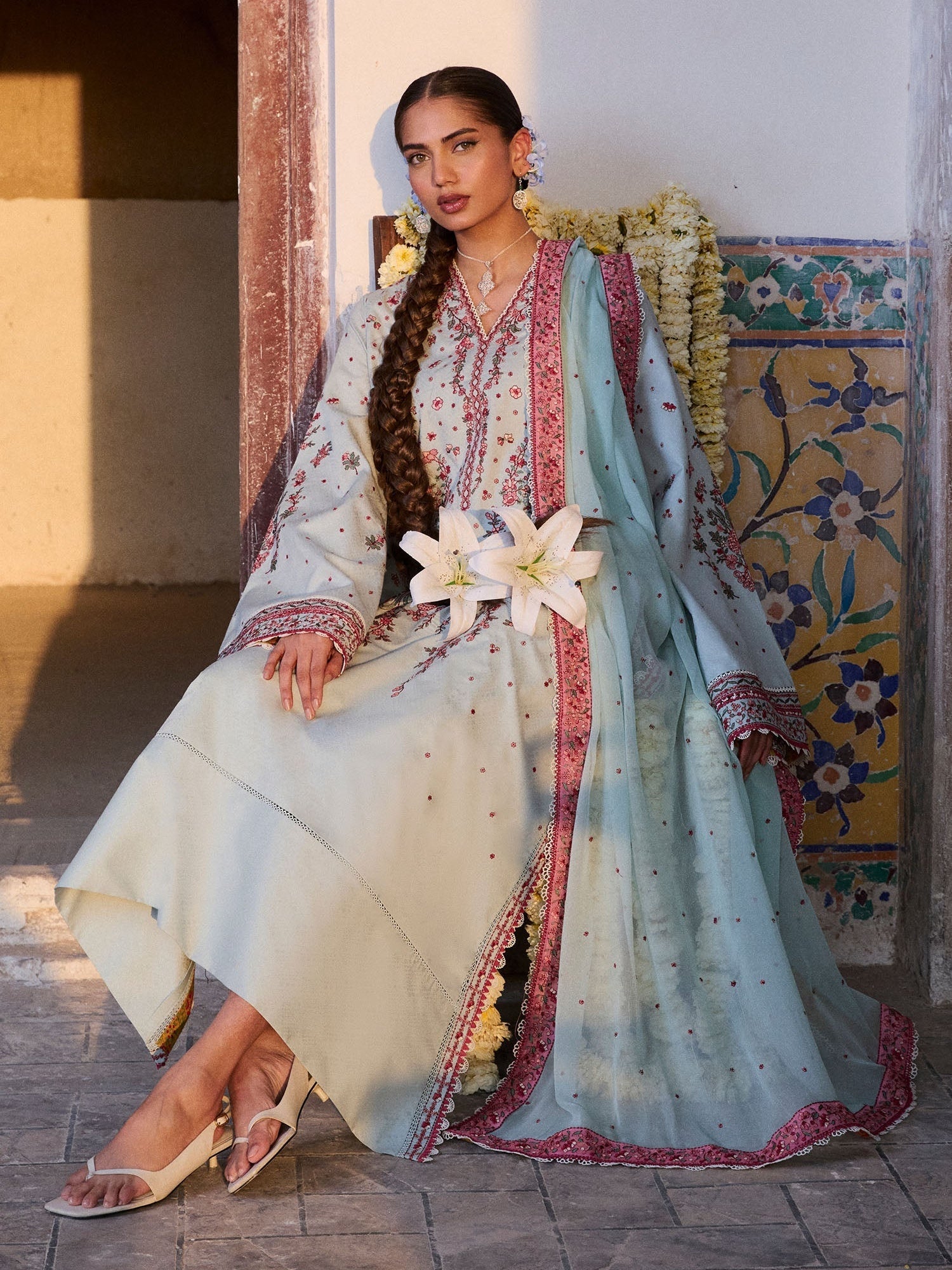 Blue Hussain Rehar Zan SS'26 Lawn Embroidered Unstitched 3-Piece Suit-Firuz