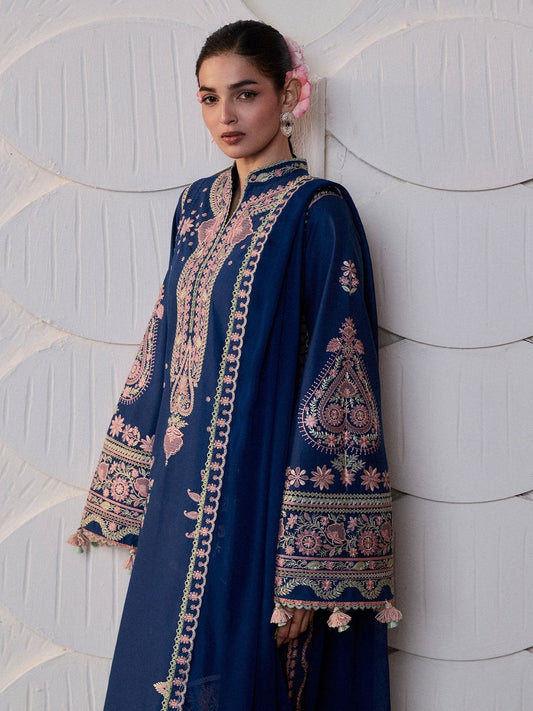 Blue Hussain Rehar Zan SS'26 Lawn Embroidered Unstitched 3-Piece Suit-Abi