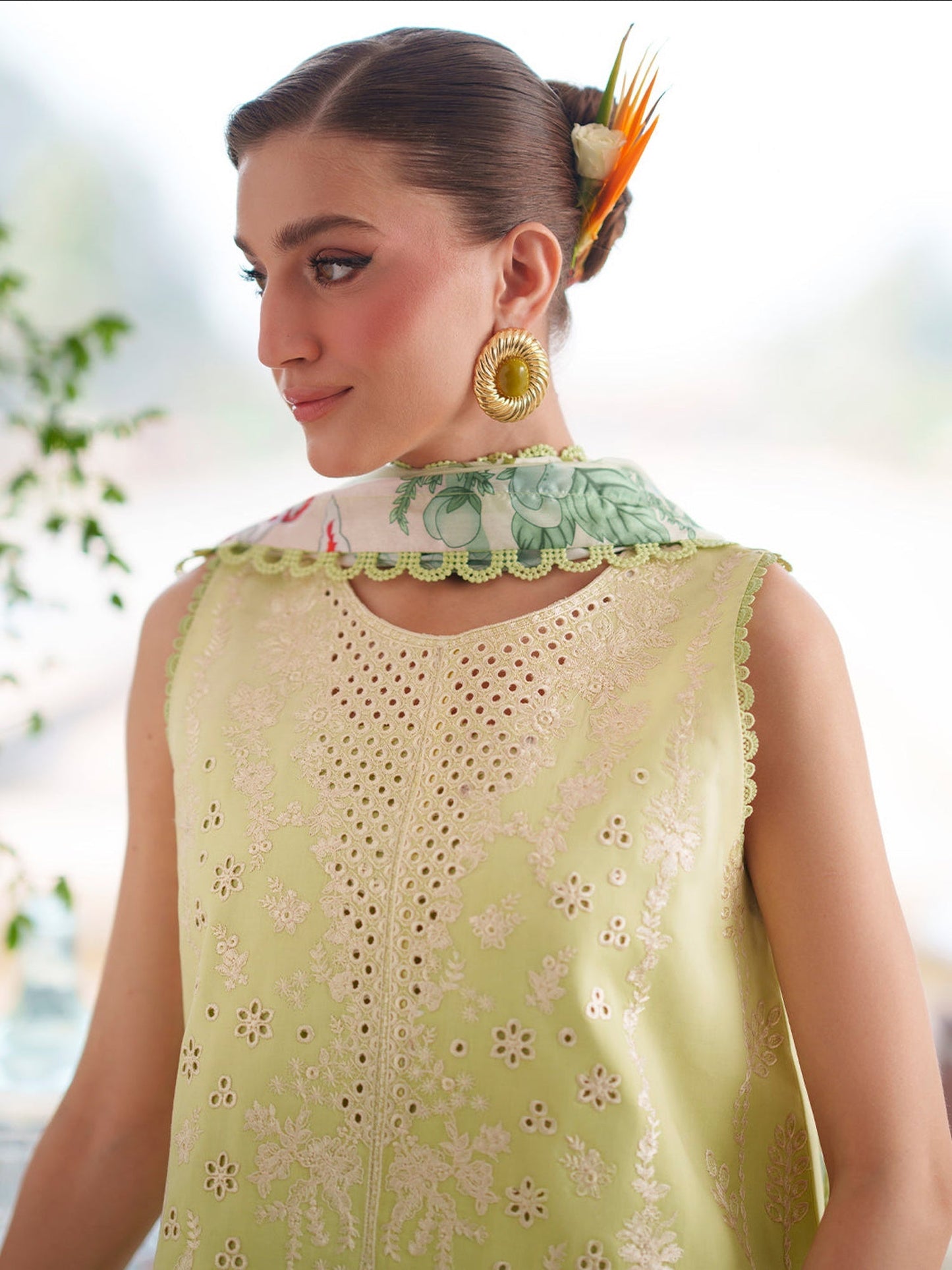 Mint Green Mahnur Nilofer Luxury Lawn'26 Embroidered Unstitched 3-Piece Suit-NL-06