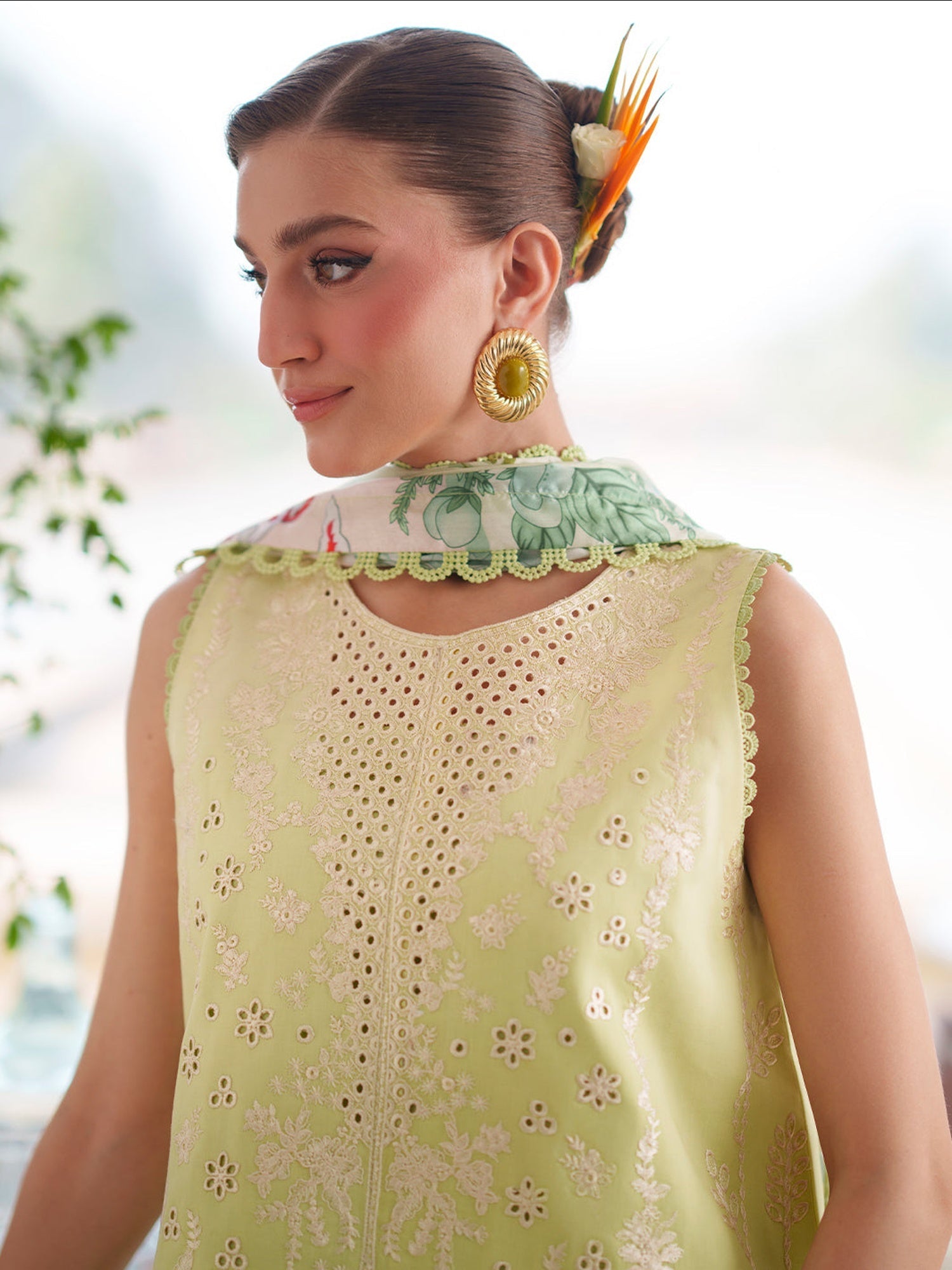 Mint Green Mahnur Nilofer Luxury Lawn'26 Embroidered Unstitched 3-Piece Suit-NL-06
