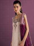 White Allure By IH Full Circle Tussel Silk Embellished Stitched 3-Piece Suit-Echo