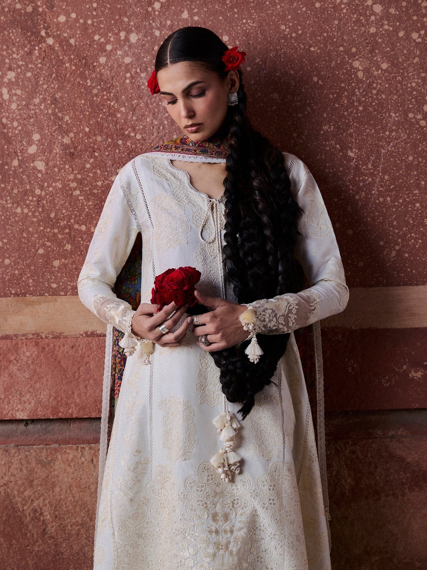 White Hussain Rehar Zan SS'26 Lawn Embroidered Unstitched 3-Piece Suit-Sefi