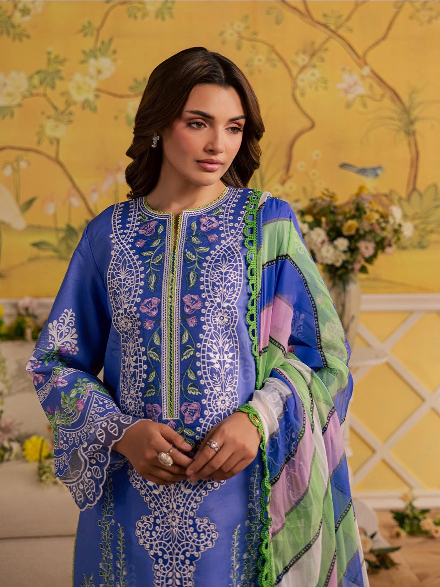 Blue Mahnur Jahaan Lawn'26 Embroidered Unstitched 3-Piece Suit-MJ-08