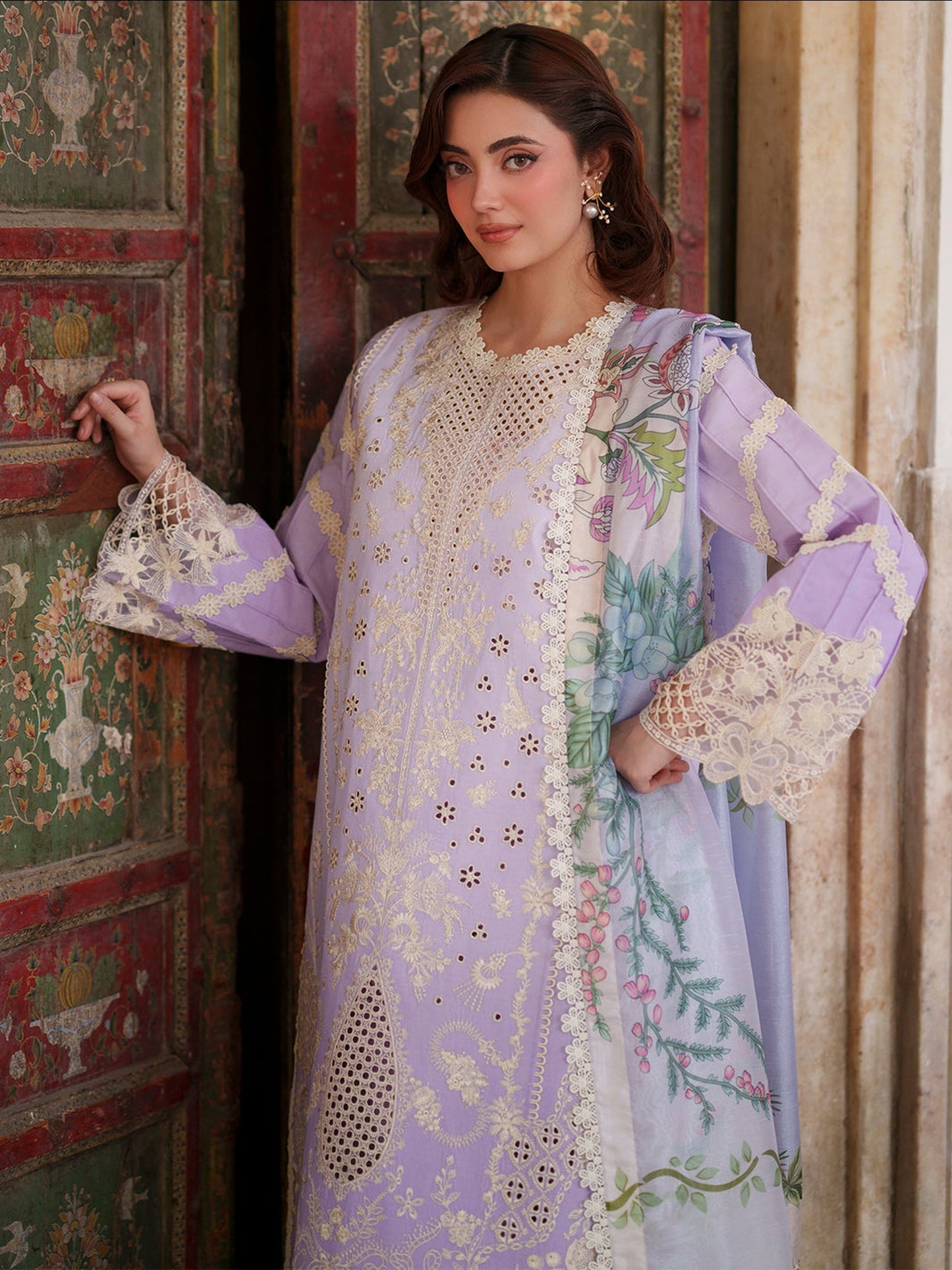 Lilac Mahnur Nilofer Luxury Lawn'26 Embroidered Unstitched 3-Piece Suit-NL-05