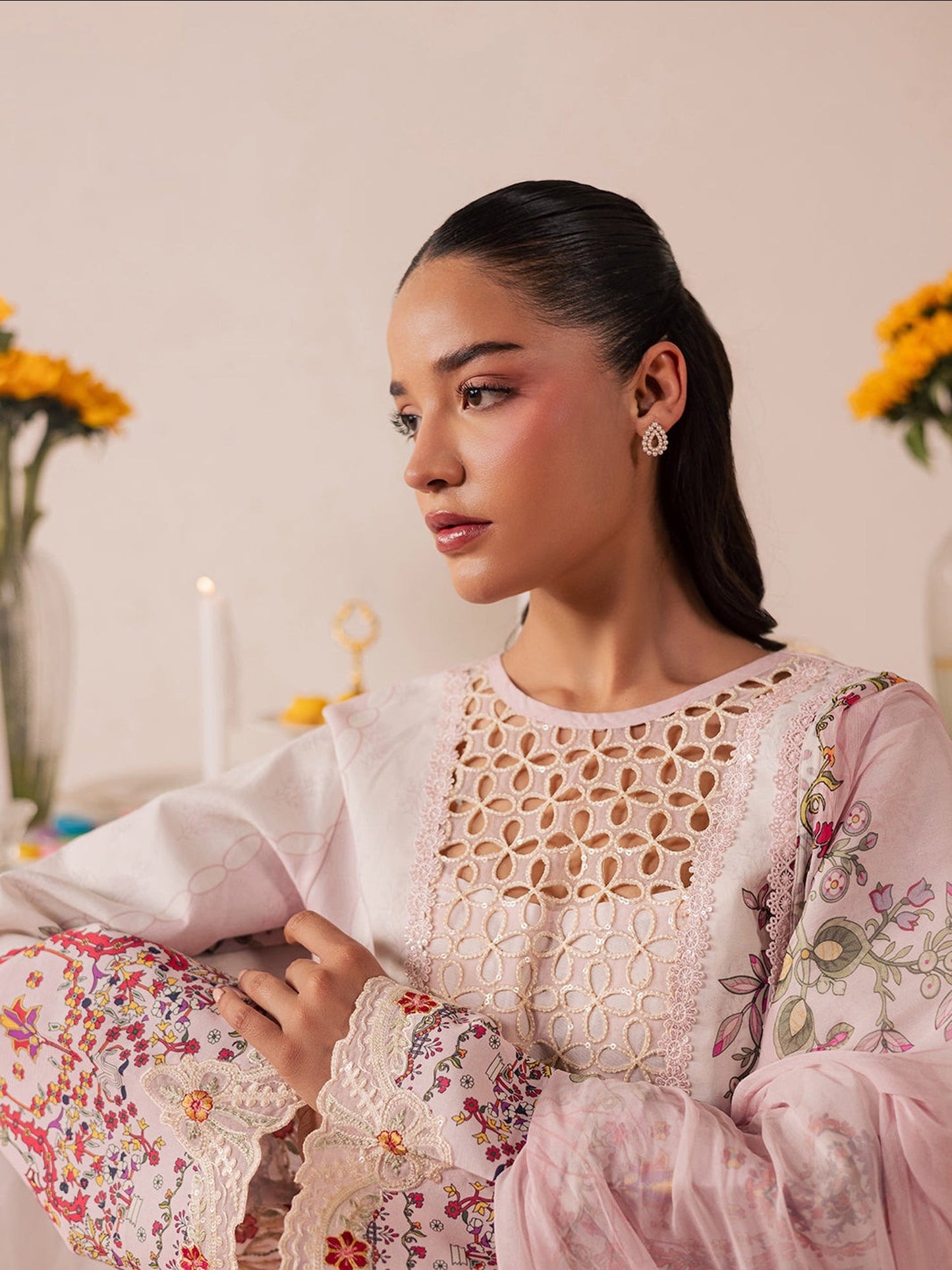 Pastel Pink Mahnur Jahaan Lawn'26 Embroidered Unstitched 3-Piece Suit-MJ-02