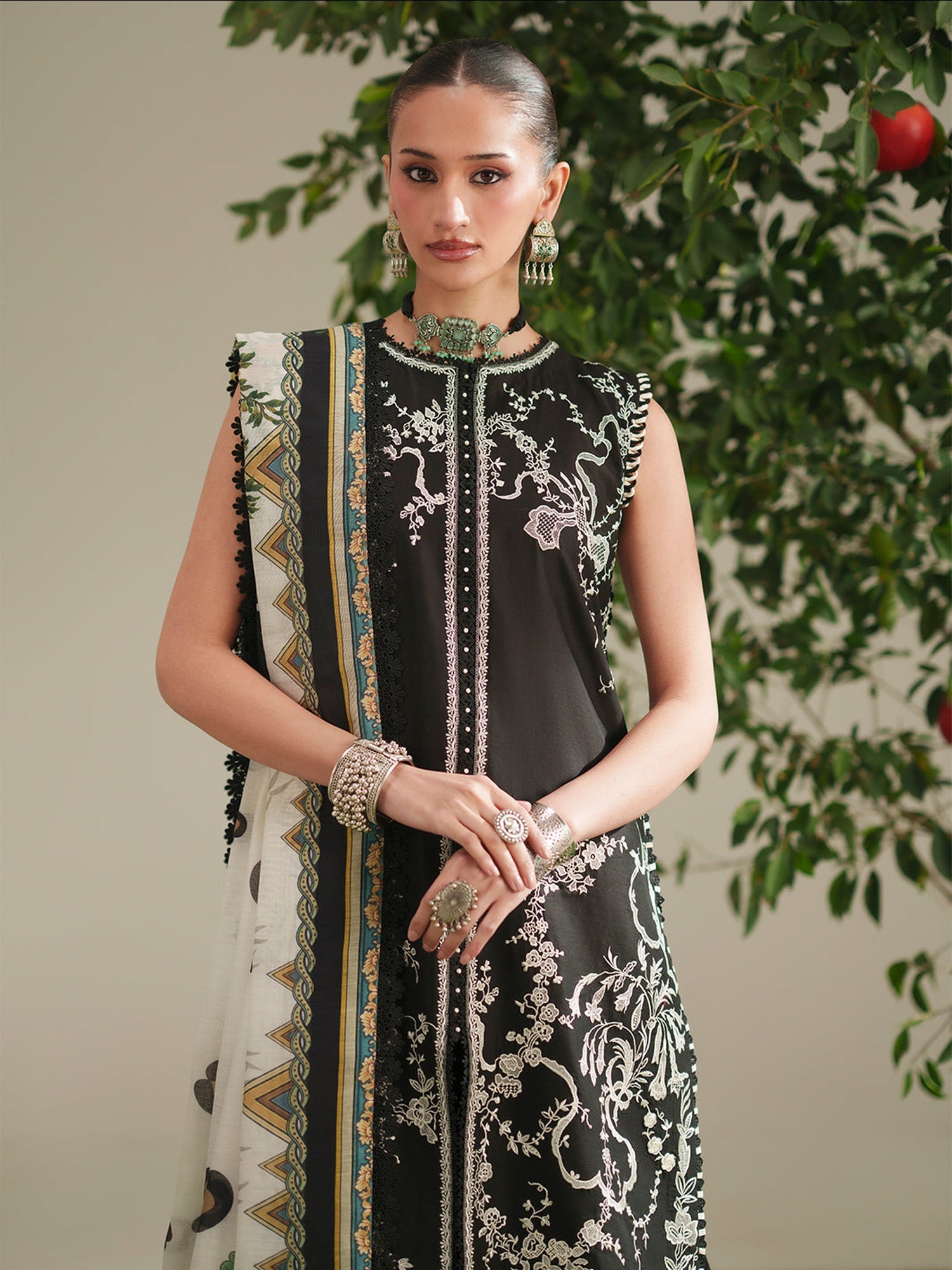Black Binilyas Jojo Summer'26 Lawn Embroidered Unstitched 3-Piece Suit-762