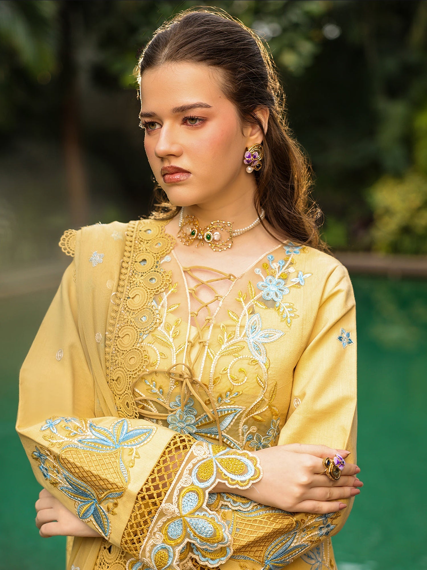 Yellow-Mahnur Shanaya Lawn Vol 2 Embroidered Stitched 3-Piece Suit-SH-04