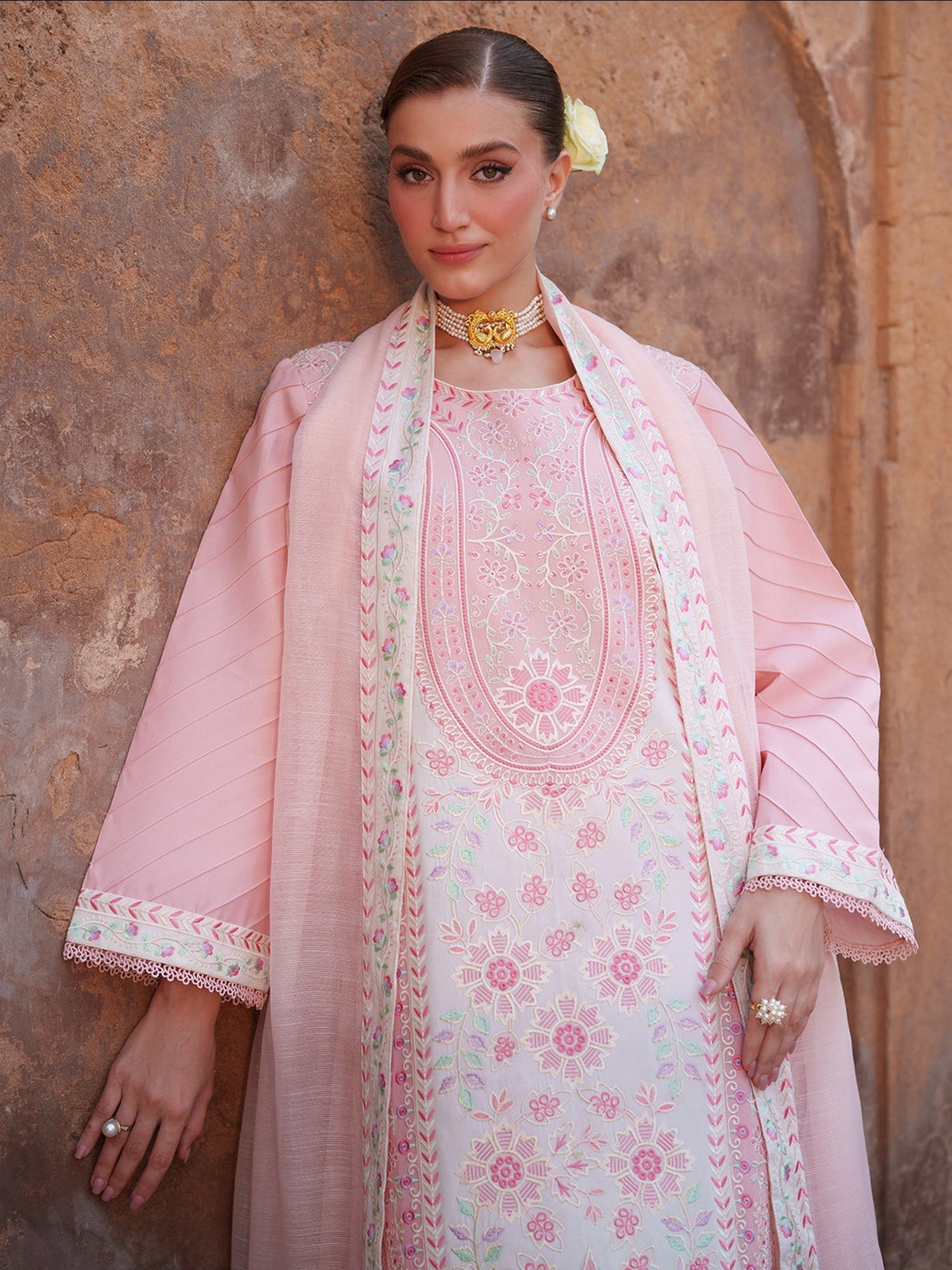 Pink Mahnur  Nilofer Luxury Lawn'26 Embroidered Unstitched 3-Piece Suit-NL-01