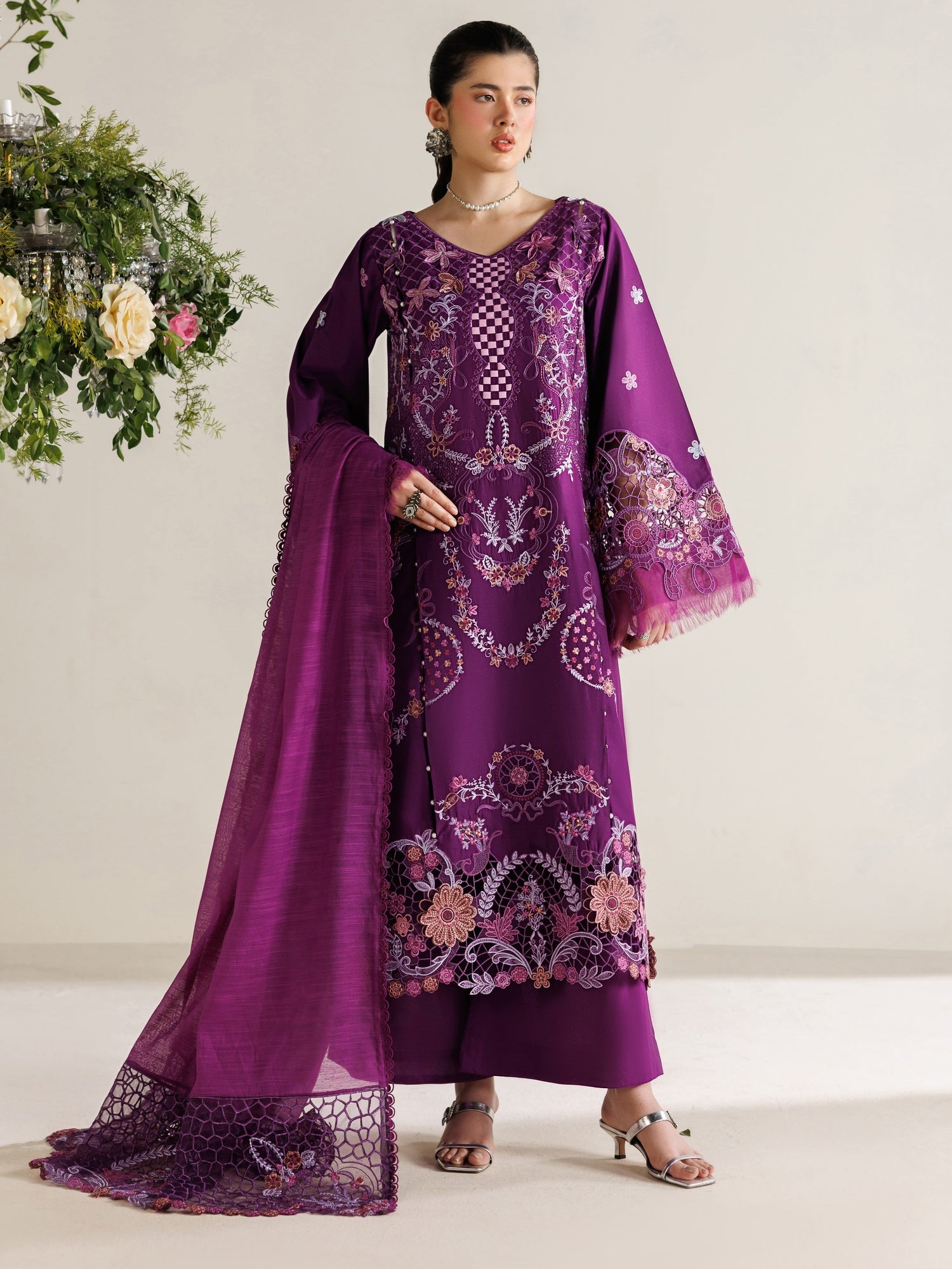 Purple Parishay Marbella Summer Lawn‘26 Embroidered Unstitched 3-Piece Suit-MB-07