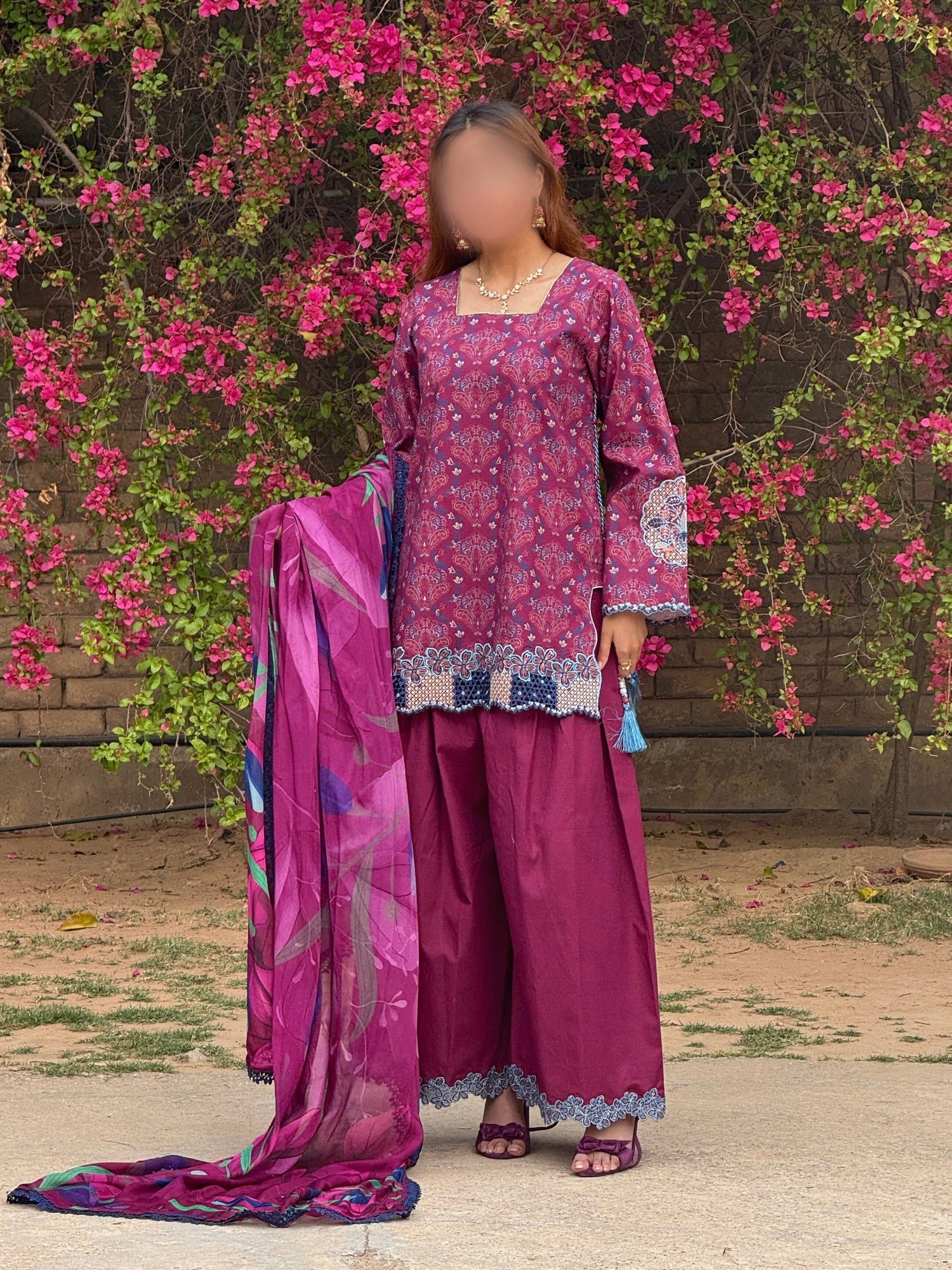Pink Sehrish Kanwal Festive Print'26 Lawn Embroidered Stitched 3-Piece Suit-Bloom