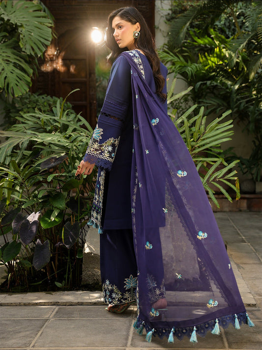 Blue-Mahnur Shanaya Lawn Vol 2 Embroidered Stitched 3-Piece Suit-SH-10