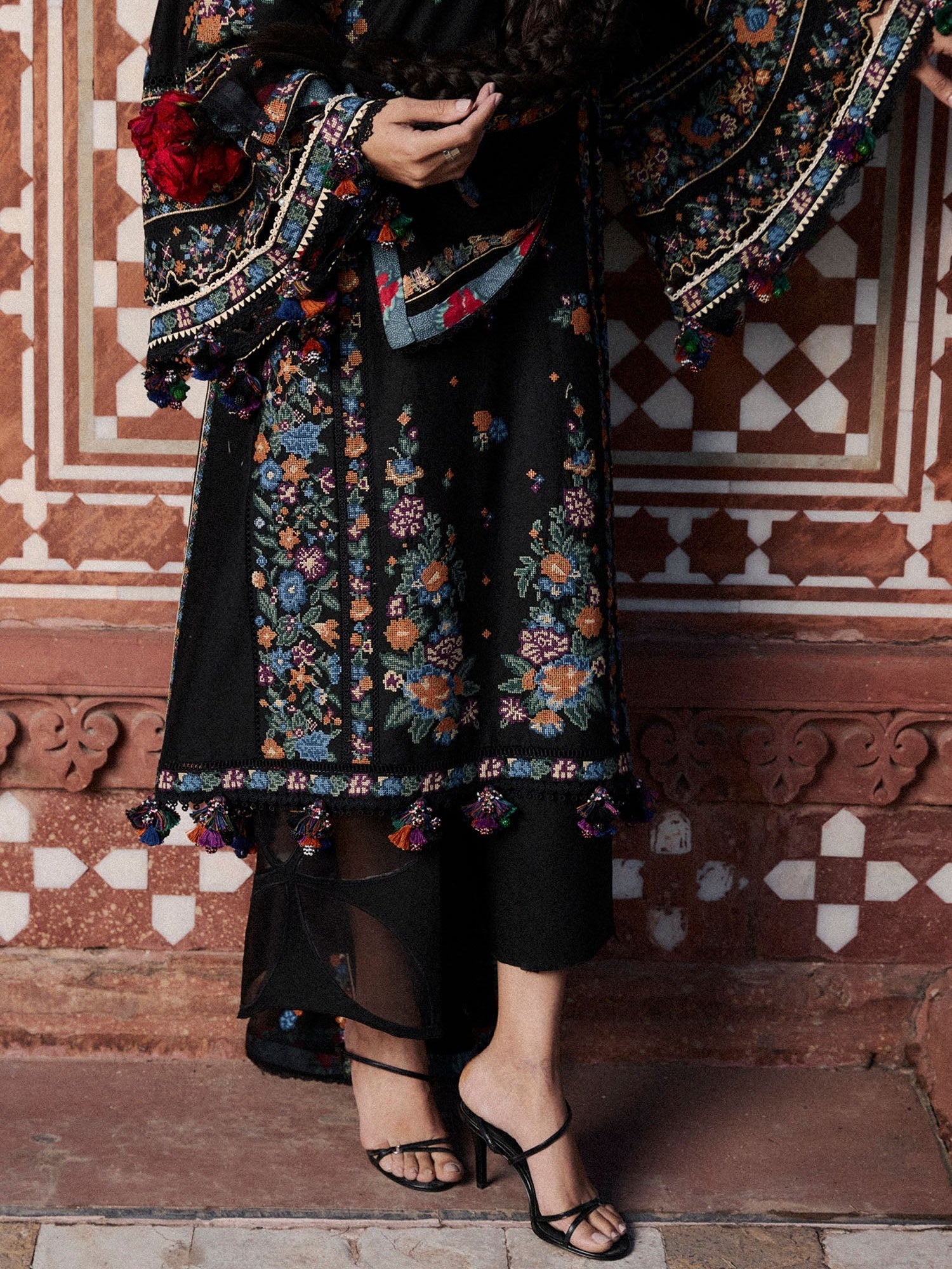 Black Hussain Rehar Zan SS'26 Lawn Embroidered Unstitched 3-Piece Suit-Aswa