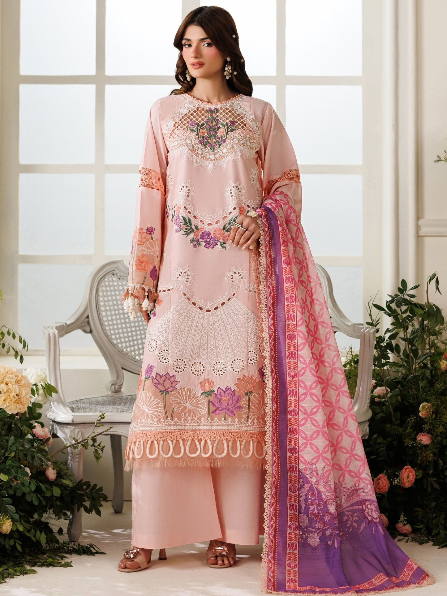 Pink Parishay Marbella Summer Lawn‘26 Embroidered Unstitched 3-Piece Suit-MB-13