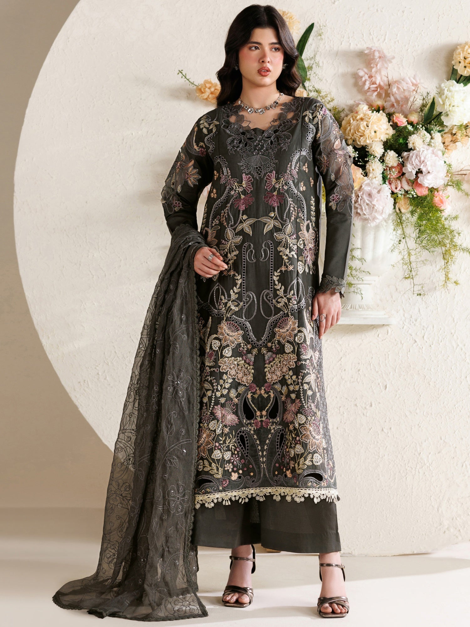 Grey Parishay Marbella Summer Lawn‘26 Embroidered Unstitched 3-Piece Suit-MB-14