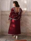 Maroon Mahnur Nilofer Luxury Lawn'26 Embroidered Unstitched 3-Piece Suit-NL-08