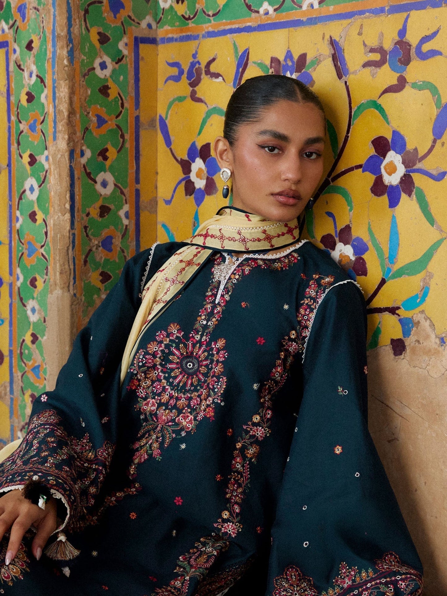 Blue Hussain Rehar Zan SS'26 Lawn Embroidered Unstitched 3-Piece Suit-Cinko