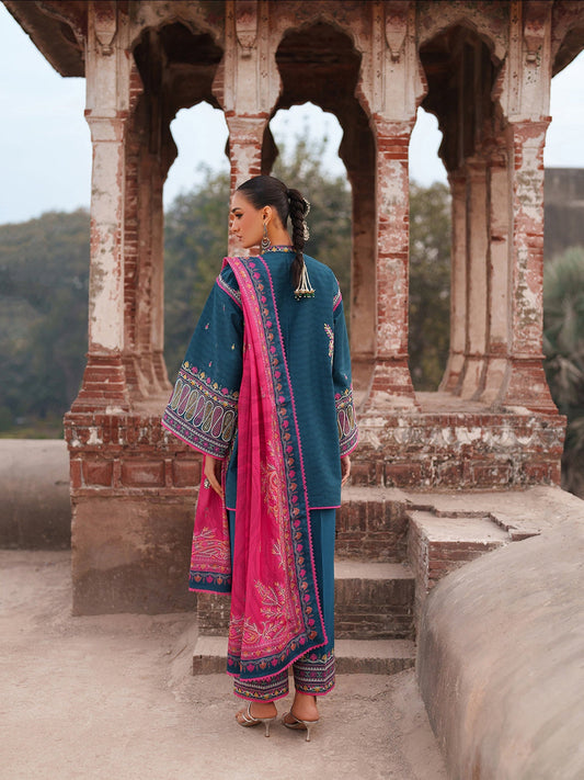 Blue Binilyas Suroor Lawn'26 Embroidered Unstitched 3-Piece Suit-246-A
