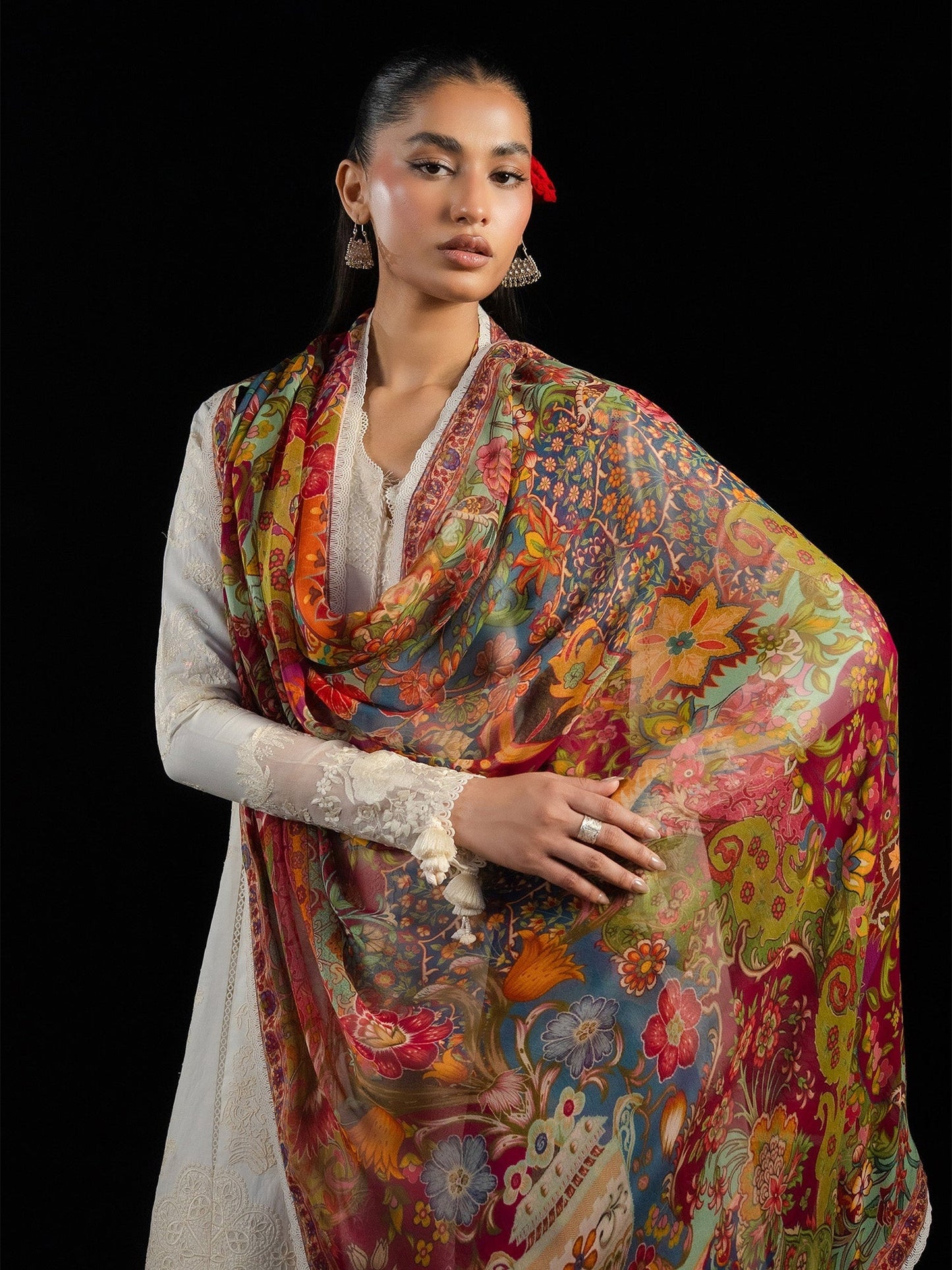 White Hussain Rehar Zan SS'26 Lawn Embroidered Unstitched 3-Piece Suit-Sefi