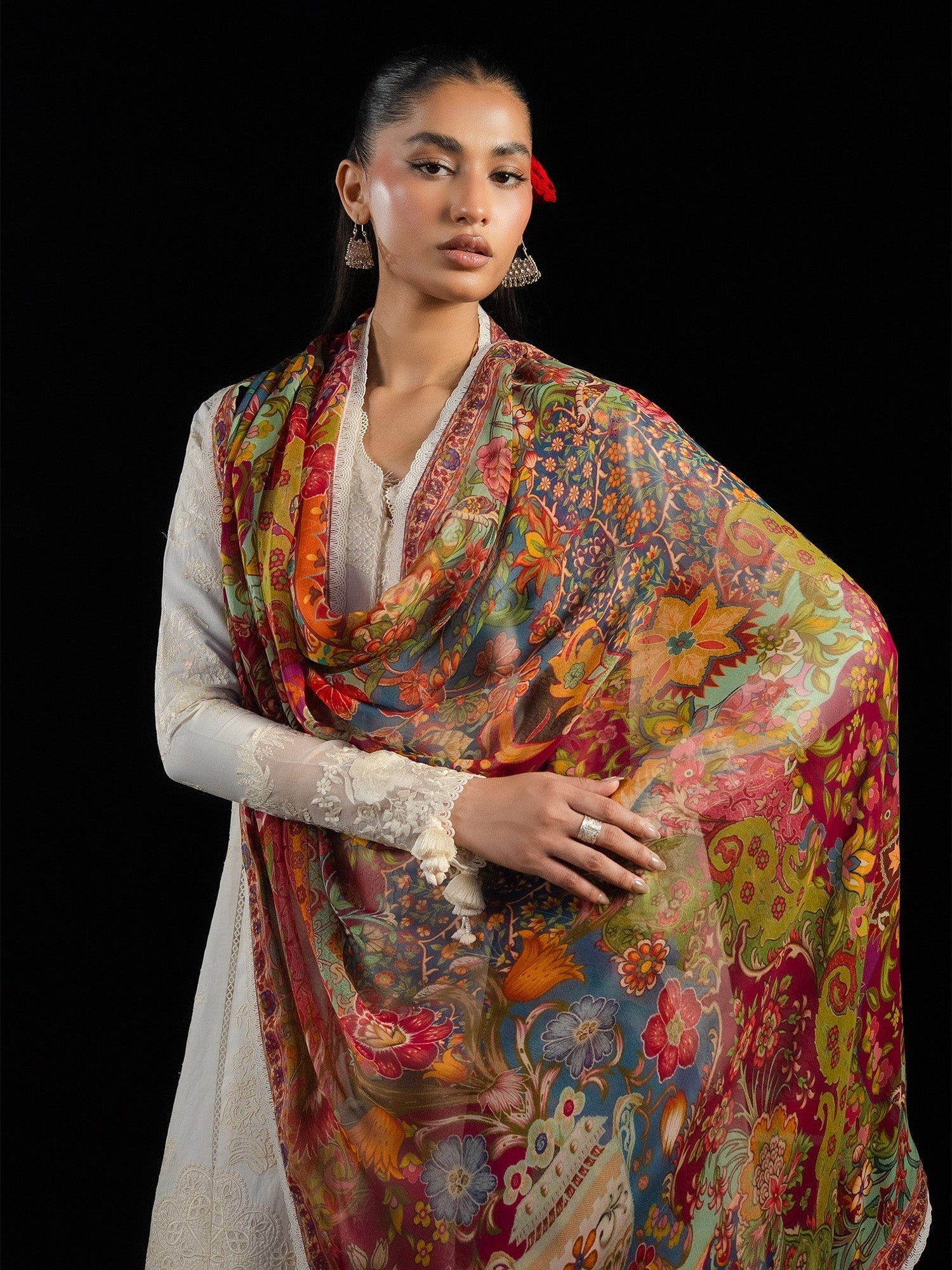 White Hussain Rehar Zan SS'26 Lawn Embroidered Unstitched 3-Piece Suit-Sefi