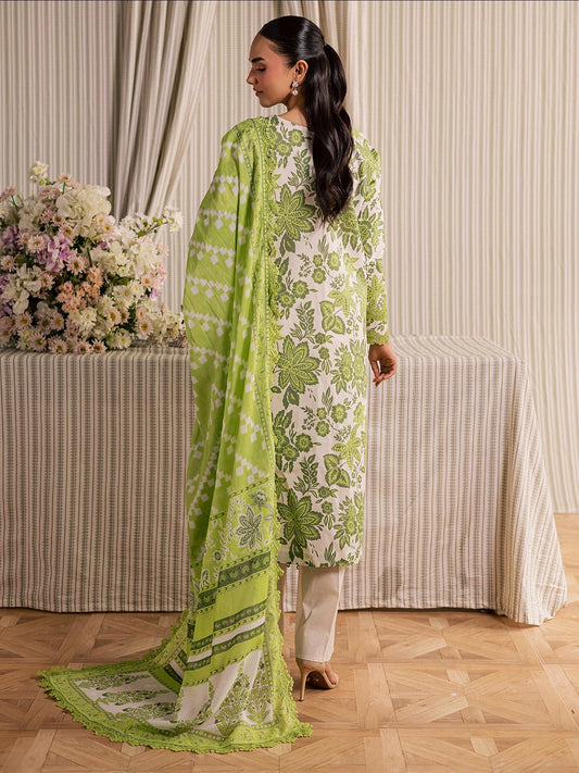Green Mahnur Afsana Lawn'26 Embroidered Stitched 3-Piece Suit-AL-03