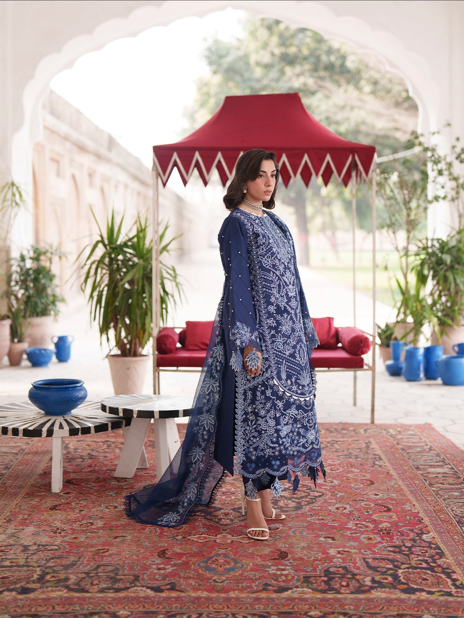 Blue Mahnur  Nilofer Luxury Lawn'26 Embroidered Unstitched 3-Piece Suit-NL-04