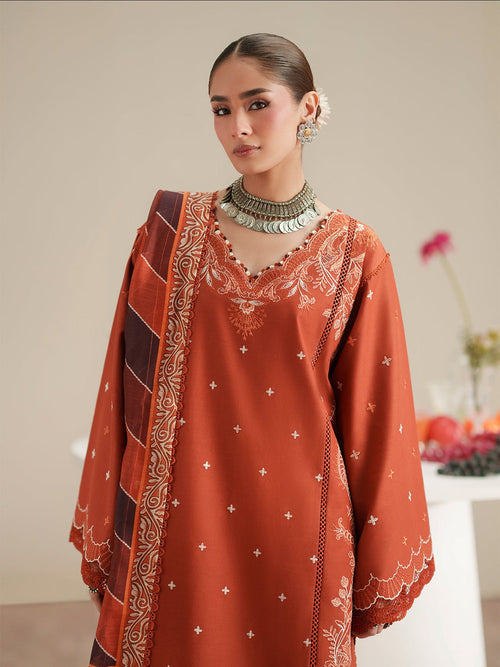 Brown Binilyas Jojo Summer'26 Lawn Embroidered Unstitched 3-Piece Suit-761