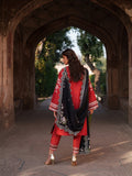 Red Binilyas Suroor Unstitched Lawn'26 Embroidered 3-Piece Suit-241-B