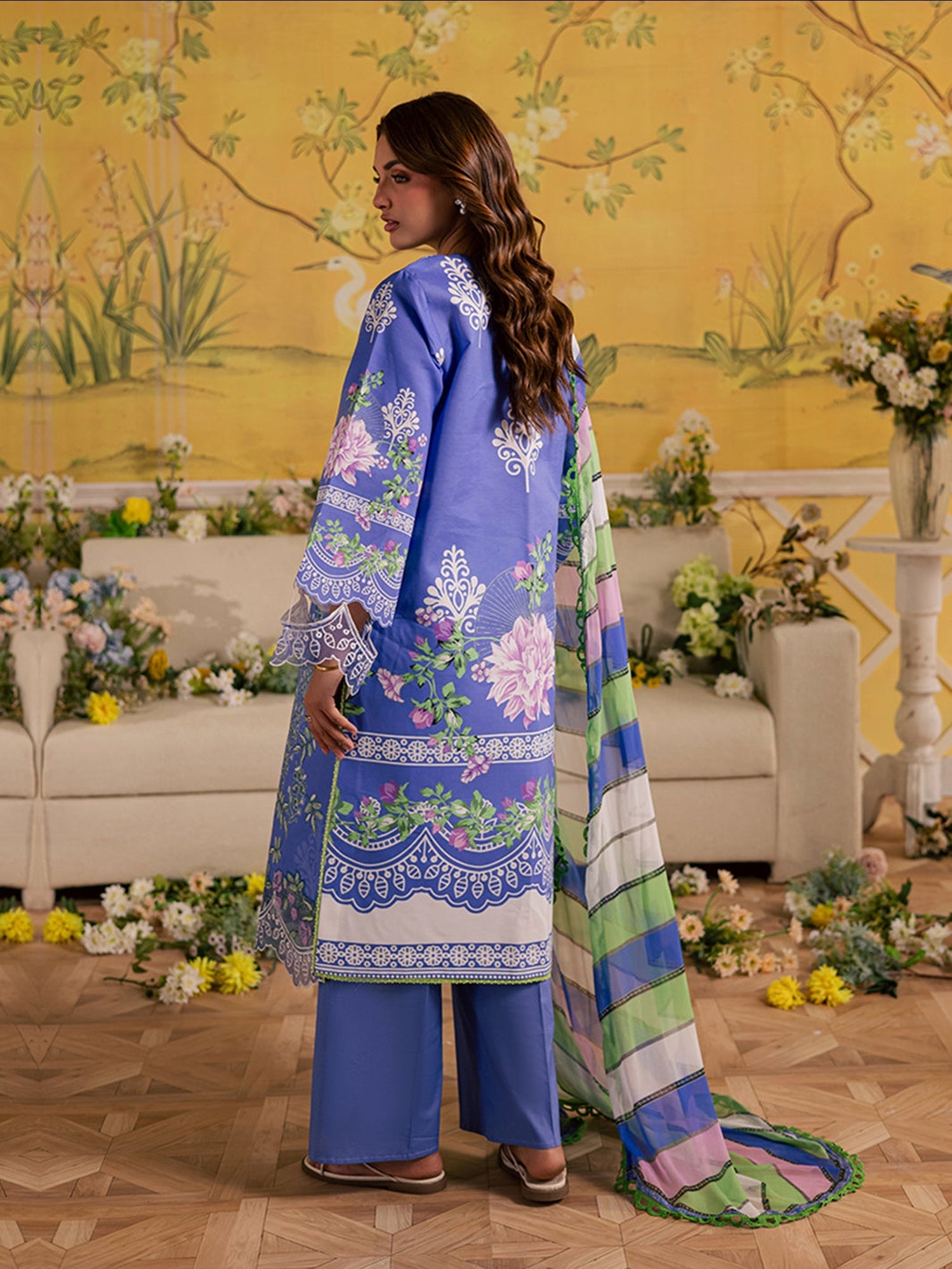 Blue Mahnur Jahaan Lawn'26 Embroidered Unstitched 3-Piece Suit-MJ-08