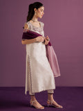 White Allure By IH Full Circle Tussel Silk Embellished Stitched 3-Piece Suit-Echo