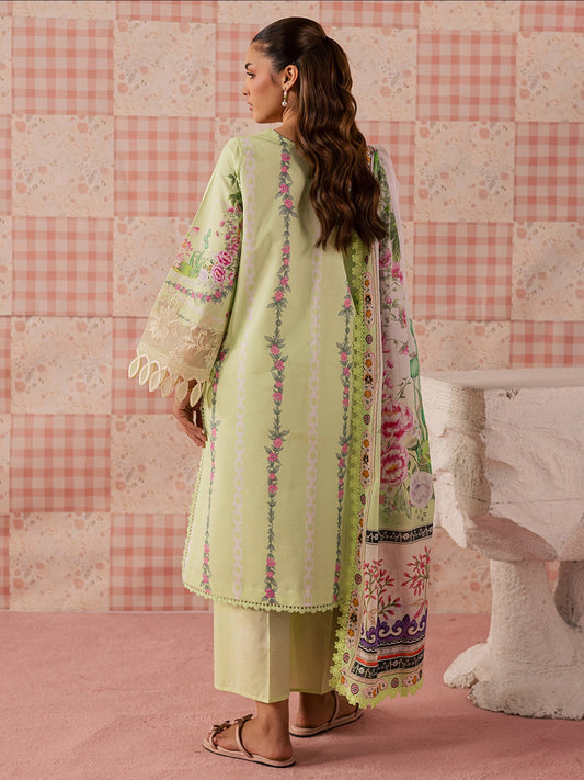Lime Green Mahnur Afsana Lawn'26 Embroidered Stitched 3-Piece Suit-AL-01