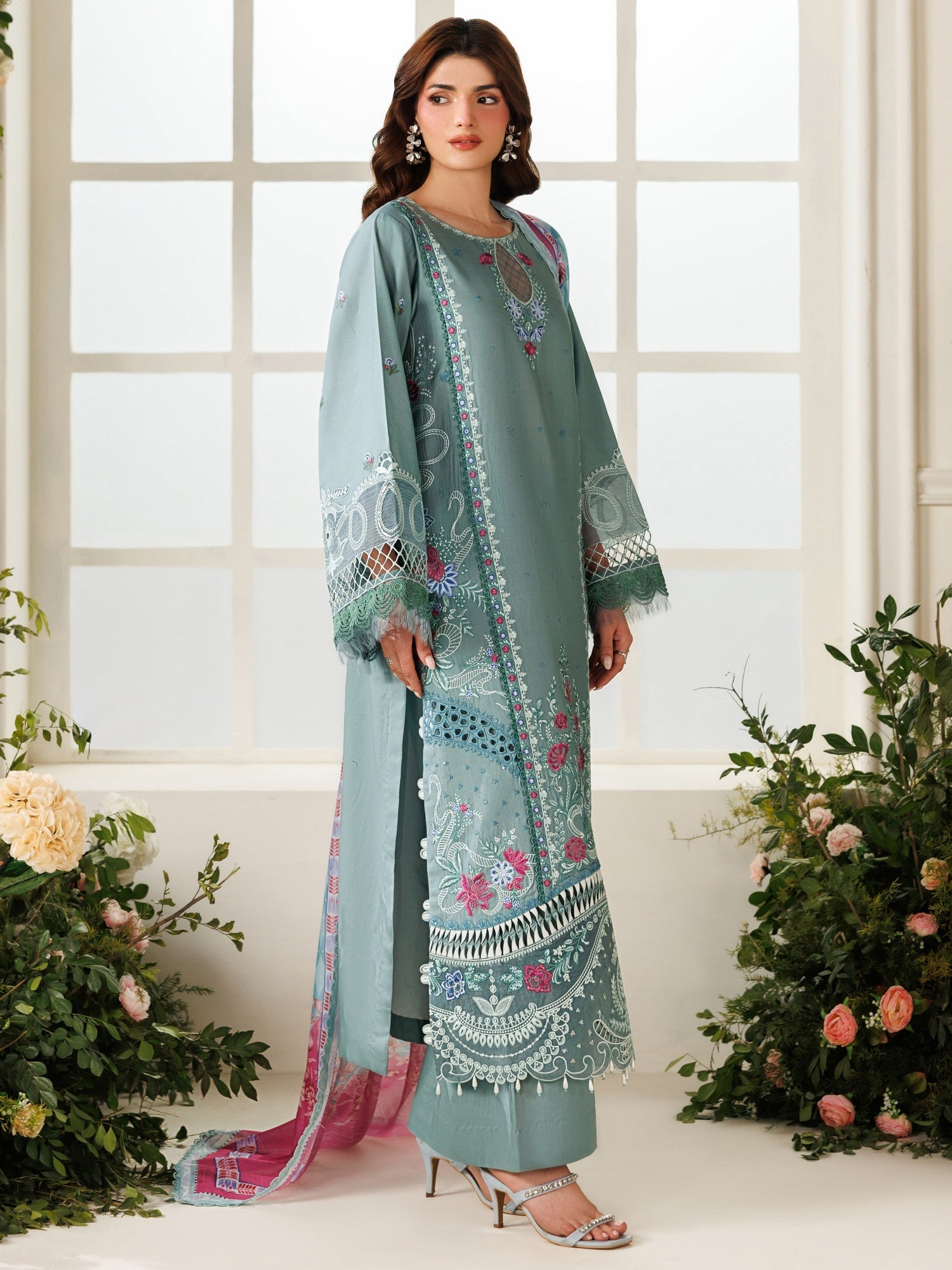 Blue Parishay Marbella Summer Lawn‘26 Embroidered Unstitched 3-Piece Suit-MB-11