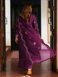 Purple Mahnur Satrangi Lawn'26 Embroidered Stitched 3-Piece Suit-ST-04