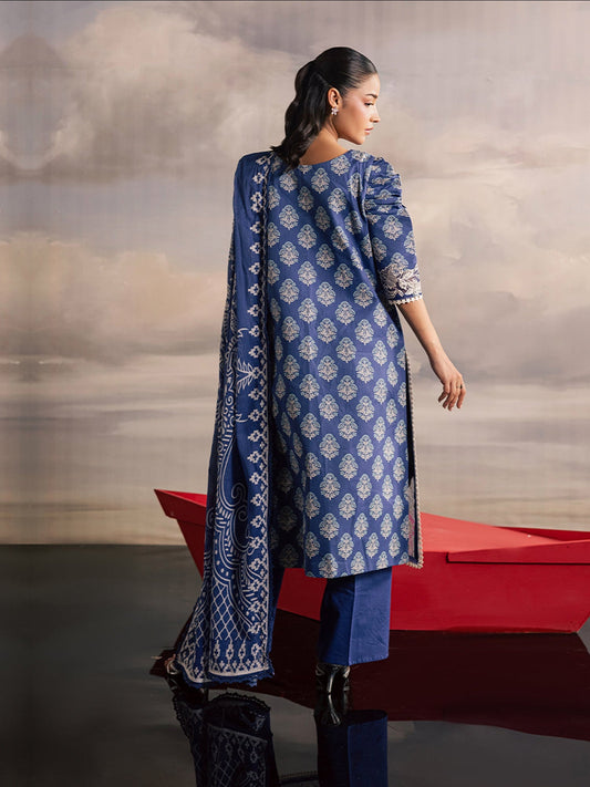 Blue Mahnur Afsana Lawn'26 Embroidered Stitched 3-Piece Suit-AL-04