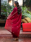 Burgundy Mahnur Satrangi Lawn '26 Embroidered Unstitched 3-Piece Suit-ST-06