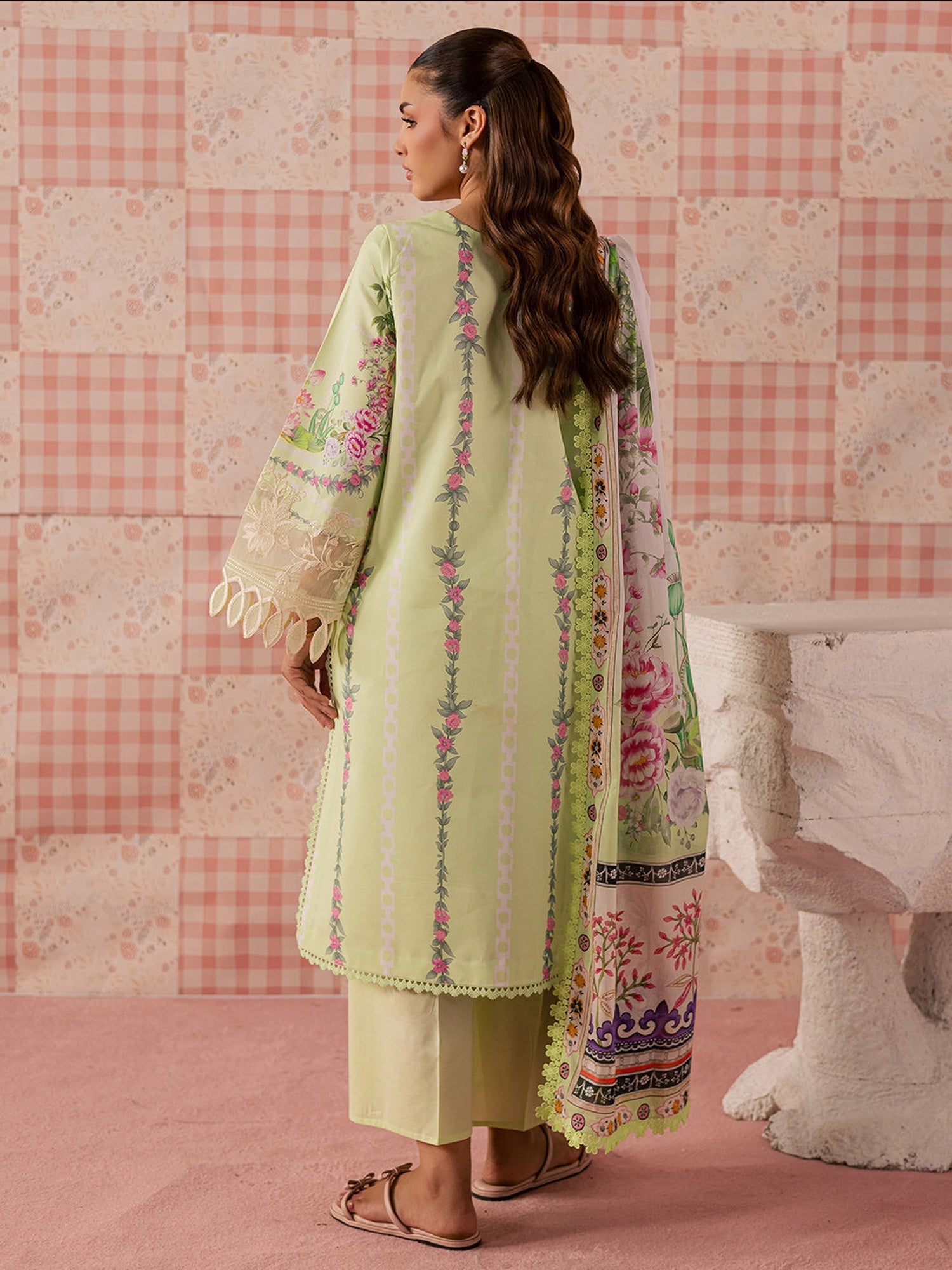 Pistachio Mahnur Afsana Lawn'26 Embroidered Unstitched 3-Piece Suit-AL-01