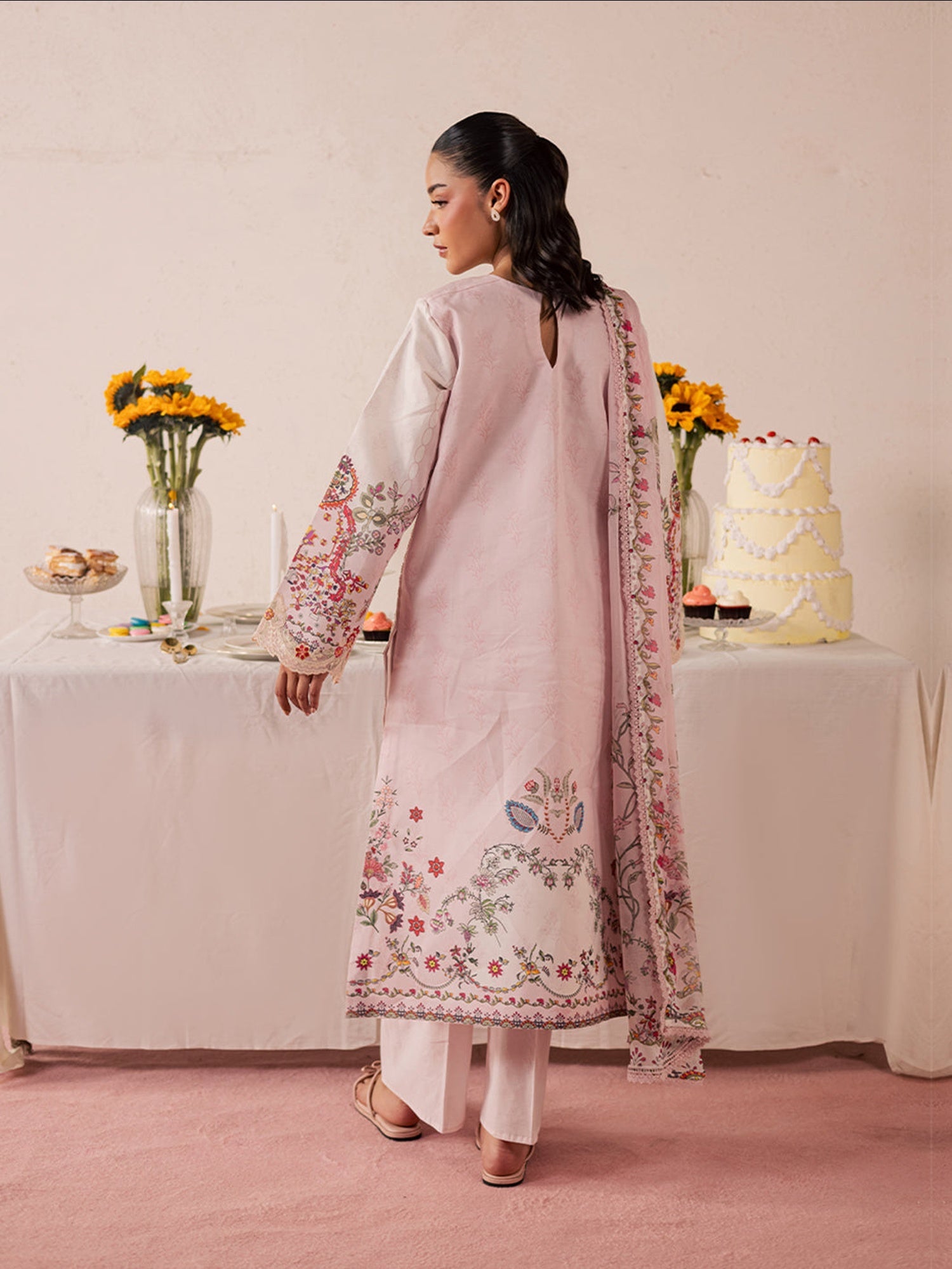 Pastel Pink Mahnur Jahaan Lawn'26 Embroidered Unstitched 3-Piece Suit-MJ-02