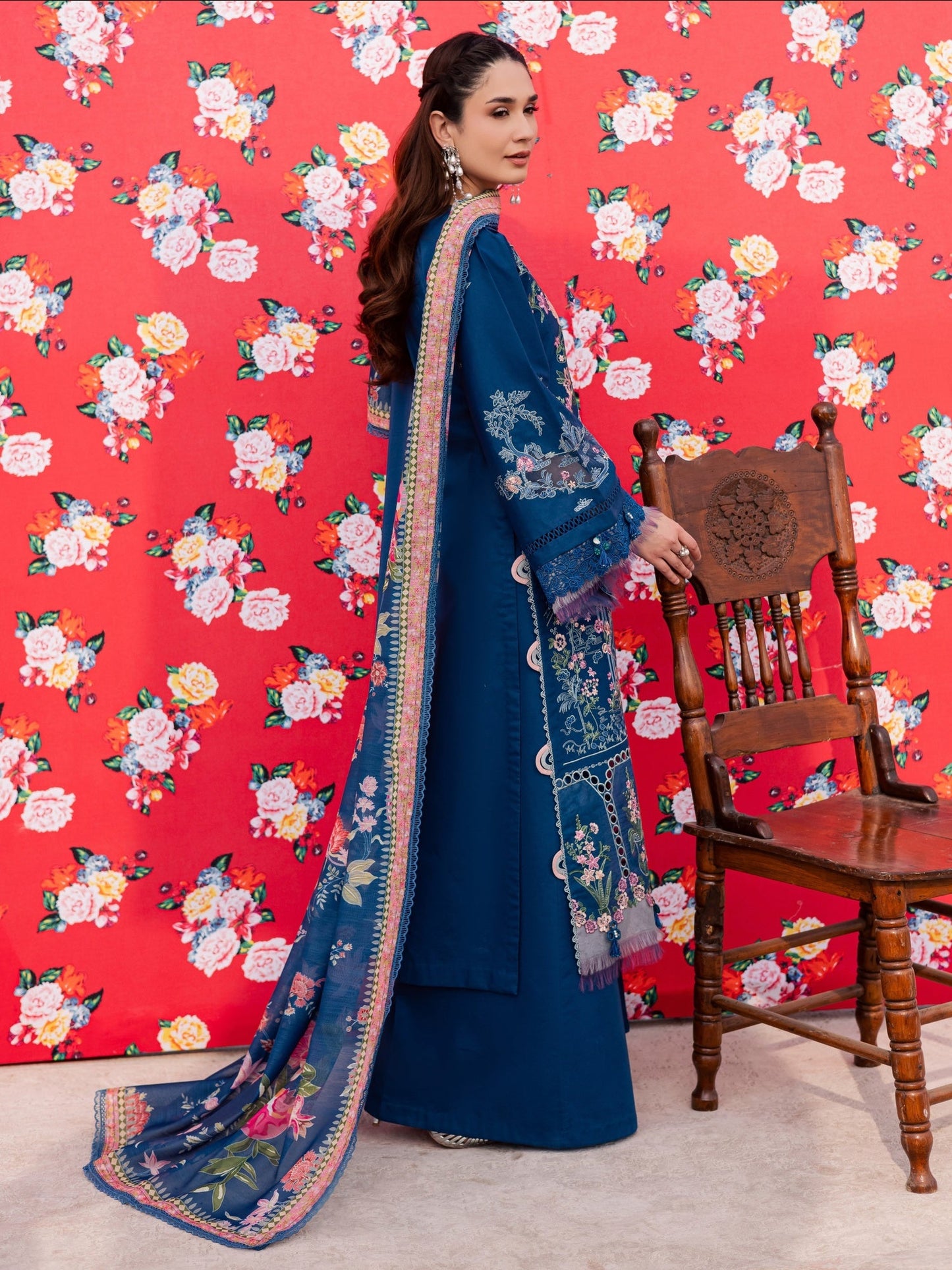 Blue Parishay Dil e Raqsam Lawn'26 Embroidered Unstitched 3-Piece Suit-DQ-12