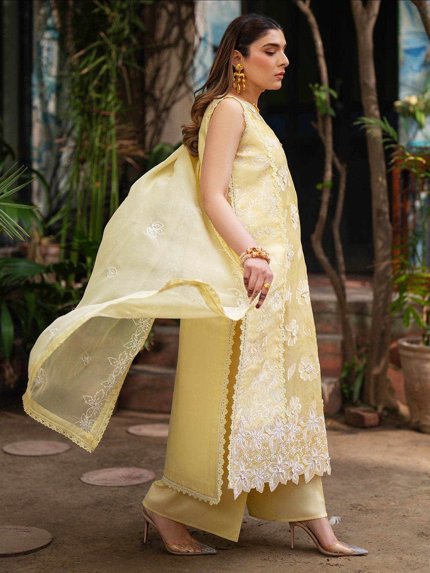 Yellow Mahnur Satrangi Lawn'26 Embroidered Stitched 3-Piece Suit-ST-11