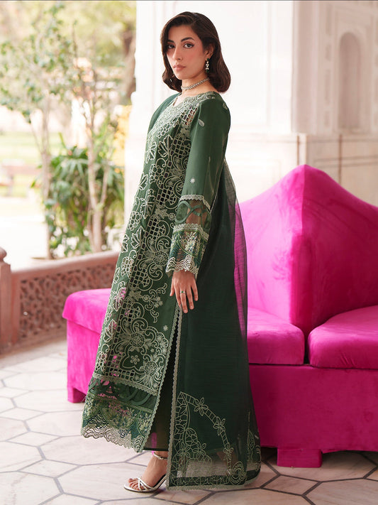 Green Mahnur Nilofer Luxury Lawn'26 Embroidered Stitched 3-Piece Suit-NL-09