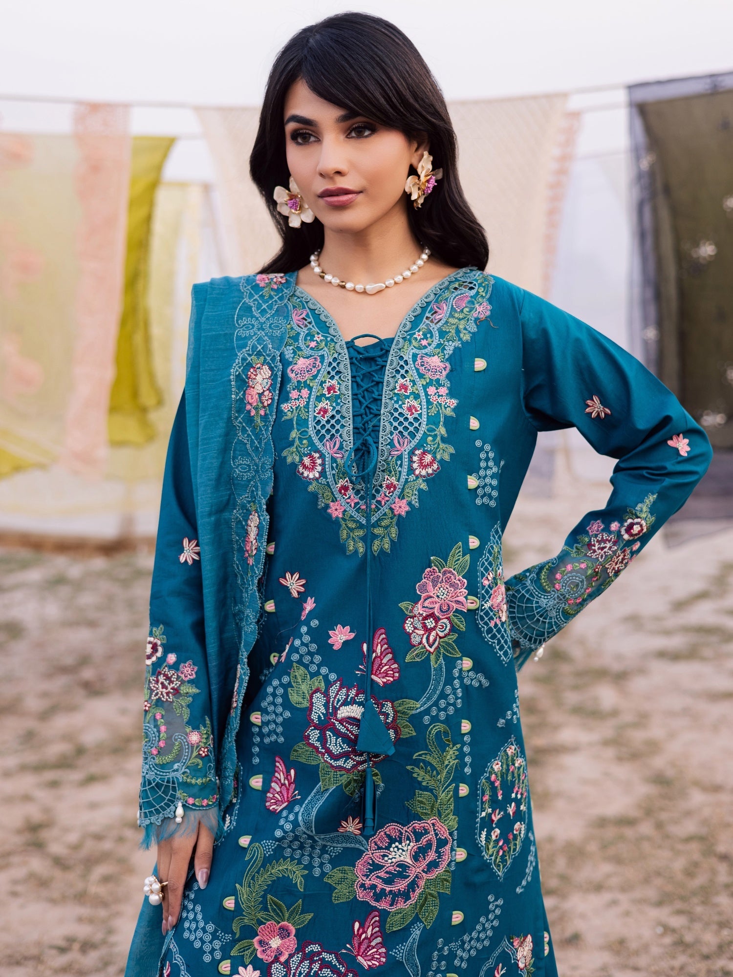 Blue Parishay Dil e Raqsam Lawn'26 Embroidered Unstitched 3-Piece Suit-DR-08