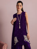 Purple Allure By IH Full Circle Tussel Silk Embellished Stitched 3-Piece Suit-Luxe