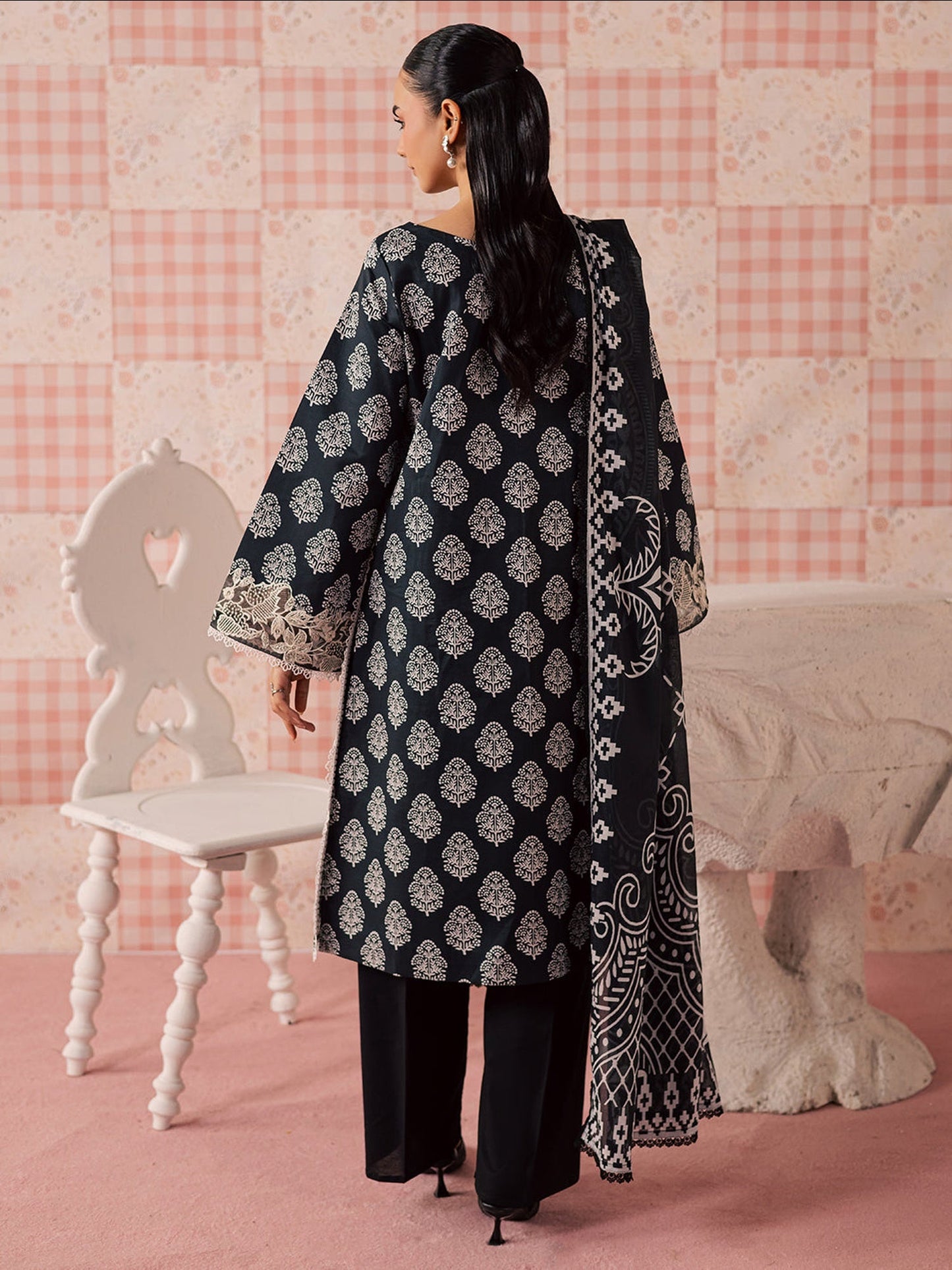 Black Mahnur Afsana Lawn'26 Embroidered Unstitched 3-Piece Suit-AL-05