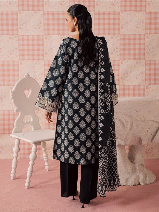 Black Mahnur Afsana Lawn'26 Embroidered Unstitched 3-Piece Suit-AL-05