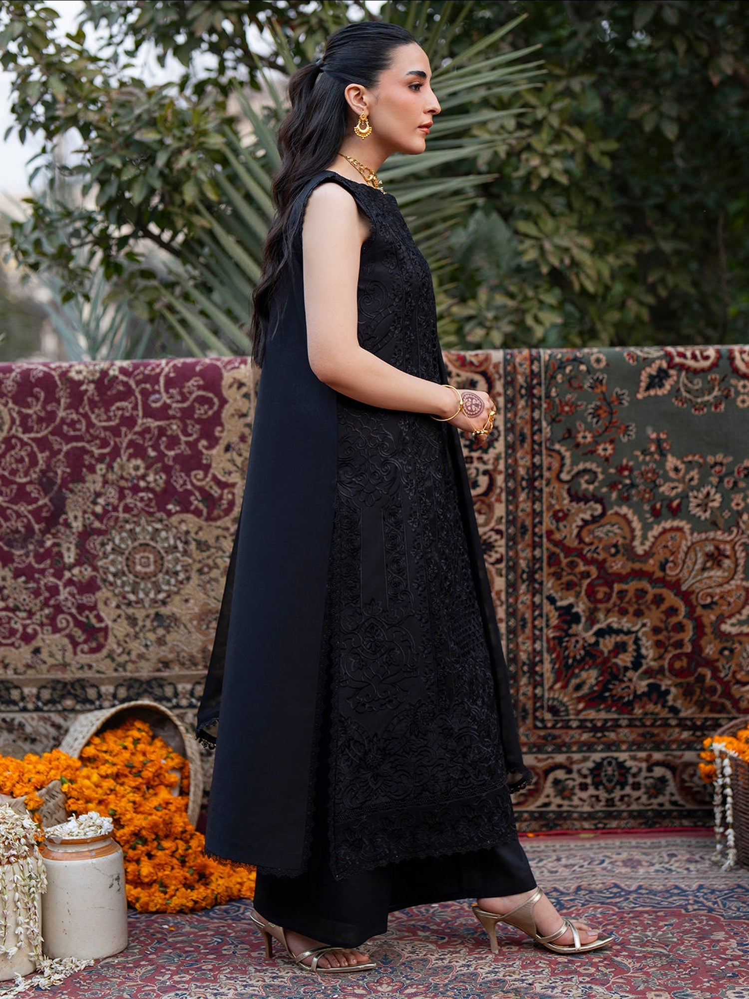 Black Mahnur Satrangi Lawn'26 Embroidered Stitched 3-Piece Suit-ST-12