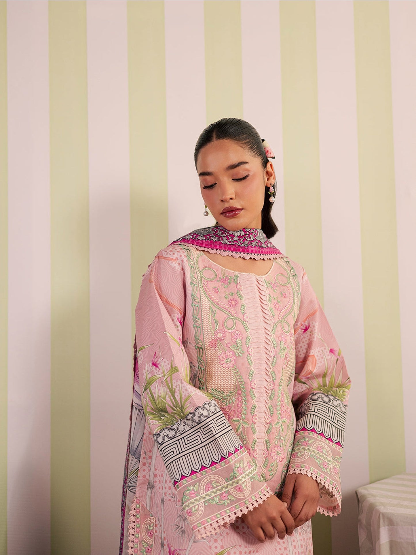 Pink Mahnur Afsana Lawn'26 Embroidered Stitched 3-Piece Suit-AL-06